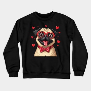 Loveable Pug: Heart-Eyed Valentine Crewneck Sweatshirt